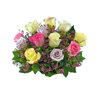 12 Pastel Multi-Color Long-Stem Roses