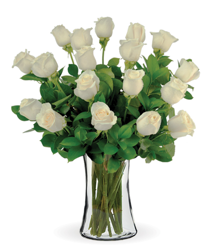 18 White Long-Stem Roses