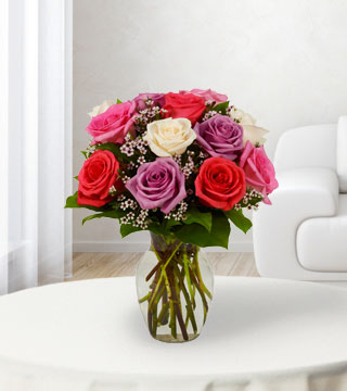 12 Assorted Pastel Roses