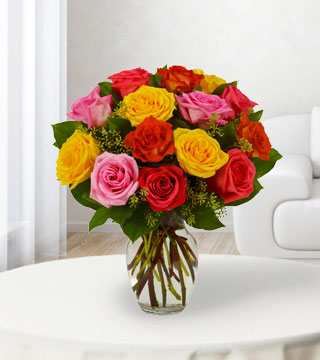 18 Assorted Bright Roses