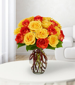 24 Yellow & Orange Rose Bouquet