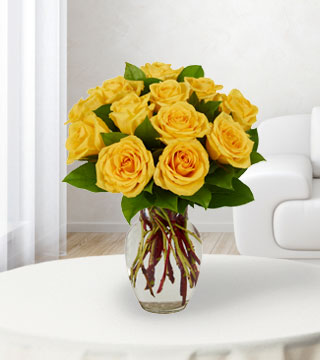 12 Yellow Roses Bouquet
