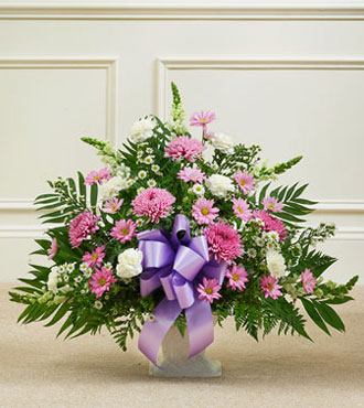 Lavender and White Sympathy Floor Basket