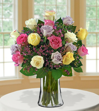 12 Pastel Long-Stem Roses