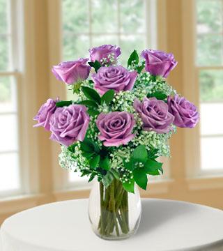 12 Lavender Long-Stem Roses