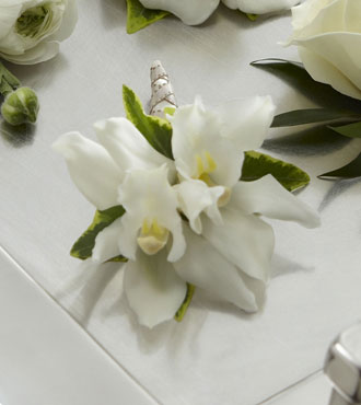 FTD® White Mini Cymbidium Boutonniere
