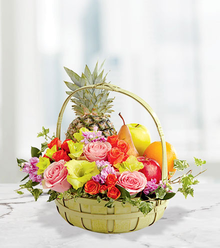FTD® Rest in Peace™ Fruit & Flowers Basket