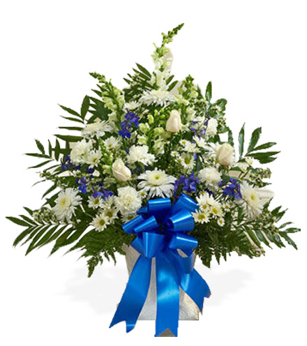 Sympathy Floor Basket - Blue & White