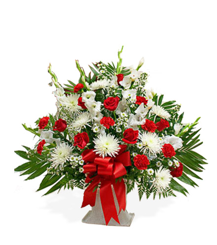 Sympathy Floor Basket - Red & White