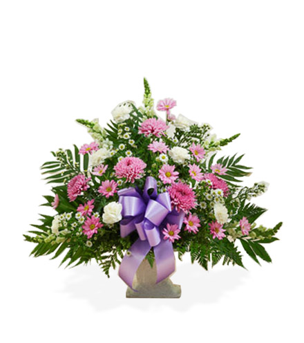 Sympathy Floor Basket Purple & White