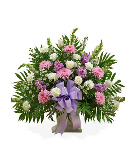 Sympathy Floor Basket - Lavender & White
