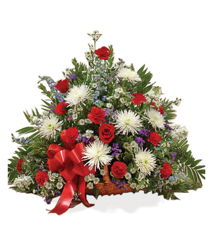 Sympathy Floor Basket - Red, White & Blue