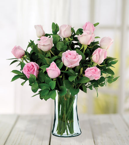 12 Pink Roses