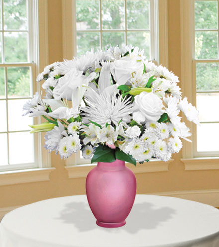 Classic All White with Pink Vase