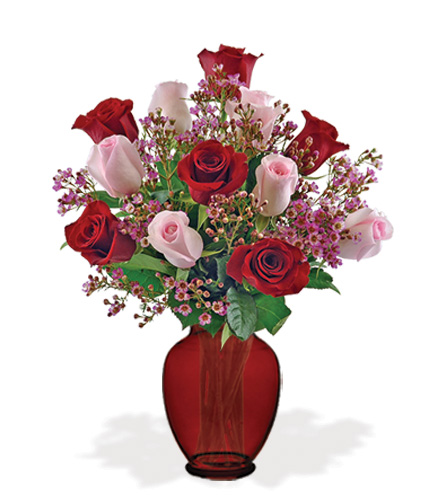 Elegant Roses with Red Vase