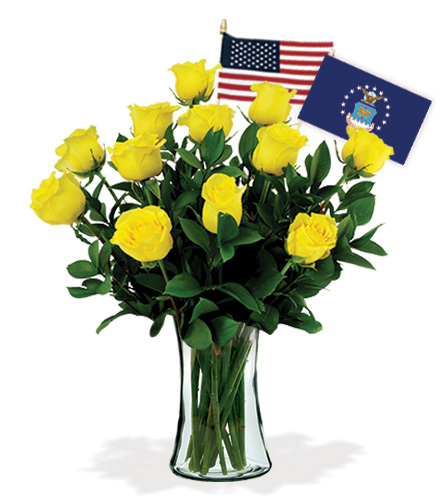12 Yellow Roses - Air Force
