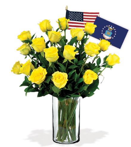 12 Yellow Roses - Air Force