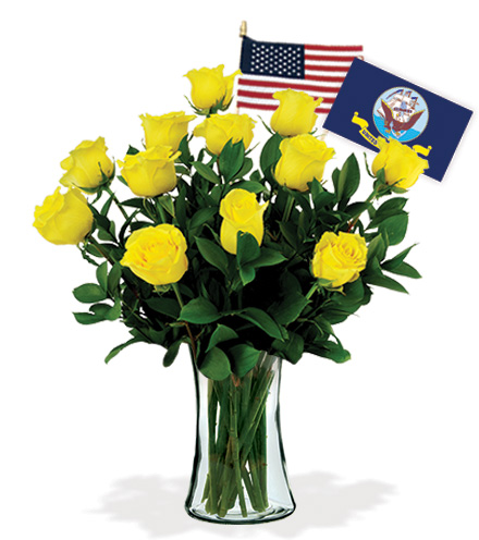 12 Yellow Roses - Navy
