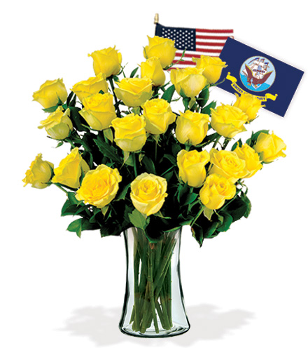 12 Yellow Roses - Navy
