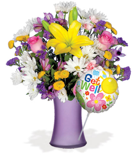 European Garden with Vase & Get Well Balloon