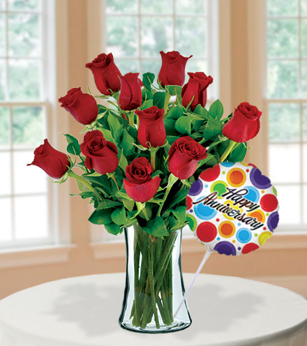 12 Red Roses Anniversary Special Flower Delivery