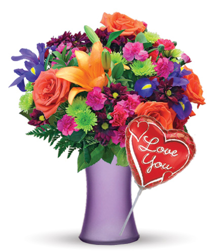 Image of Vibrant Garden with Love Balloon Flower Delivery